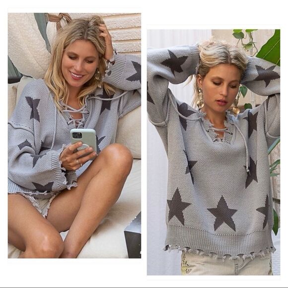 𝅺bohemian sweater with Lace up front and back. - Picture 11 of 15